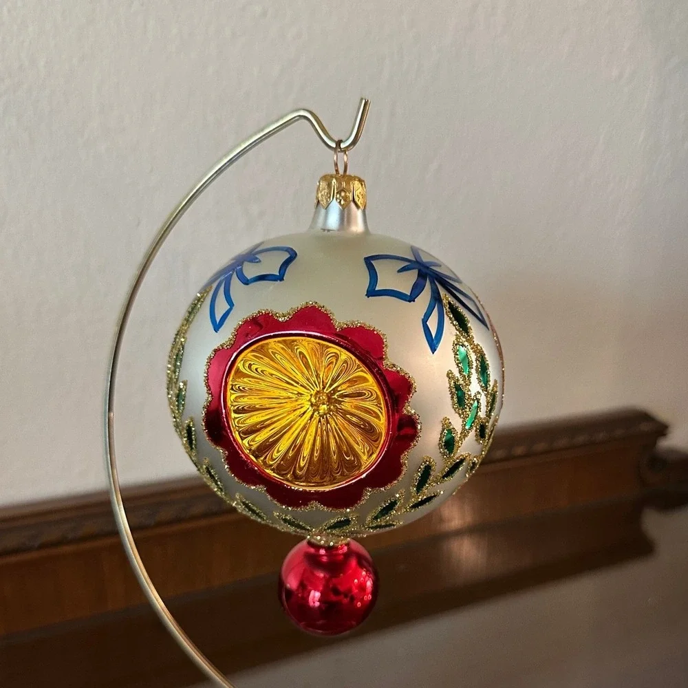 1994 Christopher Radko Epiphany Ball 6'' Triple Reflector Ornament Red 94-211-0